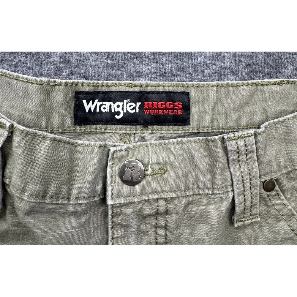 Wrangler Riggs Canvas Double Knee Cargo‎ Pants Green Carpenter Men's 38x30 Work